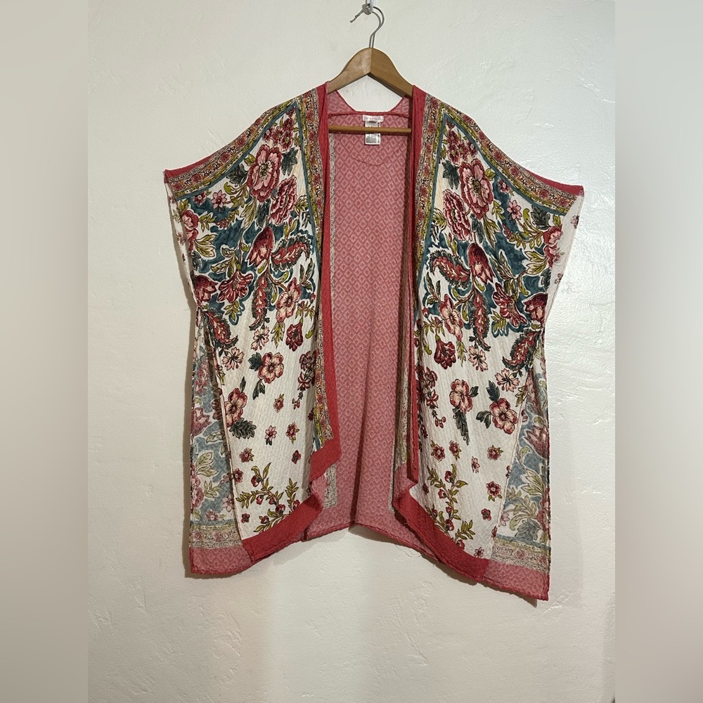 Xhilaration Pink and Cream Long Kimono